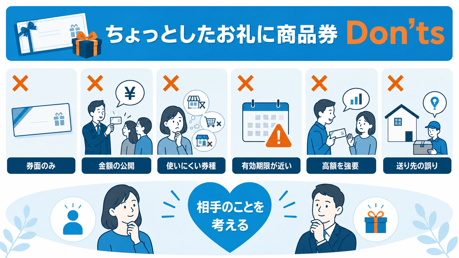 ちょっとしたお礼に商品券を渡す際の避けたい行動